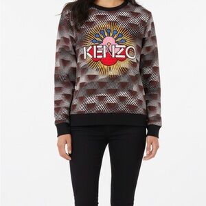Kenzo Women's Embroidered Graphic Brown Sweater LIKE NEW Size L